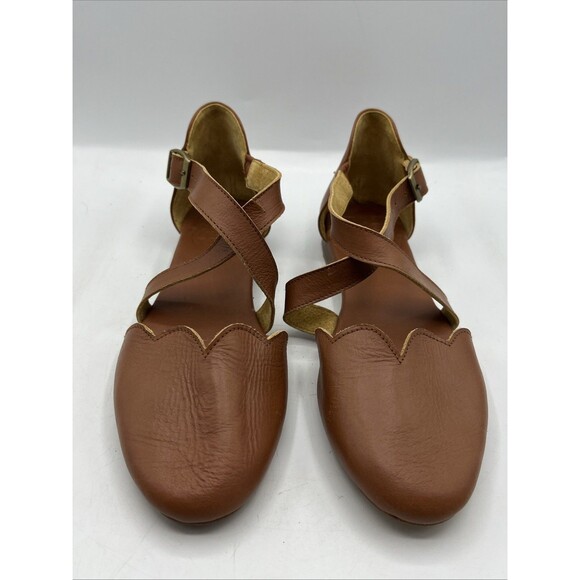 Bali ELF Mangrove Handmade Leather Criss Cross Scalloped Flats size 7 $210 - Picture 3 of 11